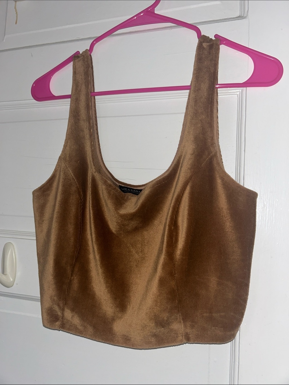 Satin-Look Brown Velvet Crop Tank Top